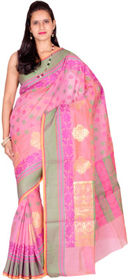 

Chandrakala Self Design Banarasi Cotton Saree(Multicolor), Purple