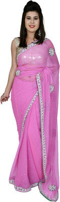 

Ellegent Solid Fashion Georgette Saree(Purple)