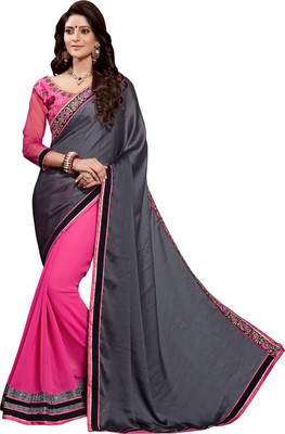 

Jiya Self Design Fashion Georgette Saree(Grey, Pink)