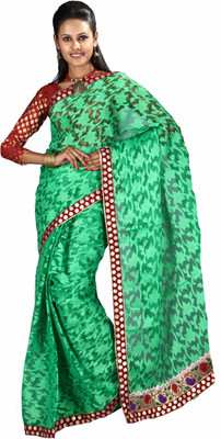 

Anushree Saree Self Design Fashion Chanderi Saree(Multicolor), Green