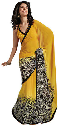 

Party Wear Dresses Printed Fashion Pure Chiffon Saree(Orange)