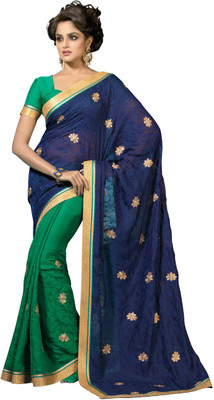 

Jiya Self Design, Embroidered Fashion Satin, Art Silk, Georgette Saree(Blue, Green)