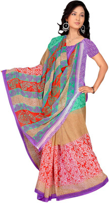 

Khoobee Printed Fashion Chiffon Saree(Red, Multicolor), Multicolor;red
