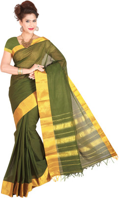 

Rightshape Solid Ilkal Handloom Cotton Saree(Green)