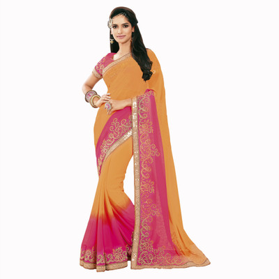 

Vishal Self Design Bollywood Chiffon Saree(Orange)