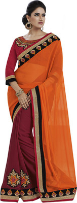 

Desi Butik Self Design Fashion Georgette Saree(Orange)