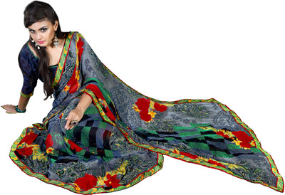 

Jiya Self Design, Printed Fashion Georgette Saree(Grey, Blue, Multicolor), Blue;grey;multicolor