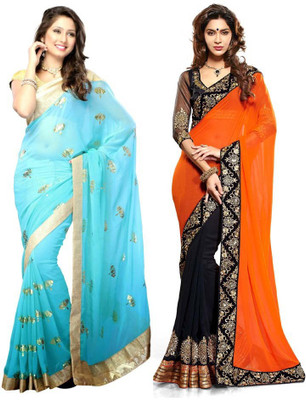 

Stylezone Self Design Fashion Chiffon Saree(Pack of 2, Multicolor)