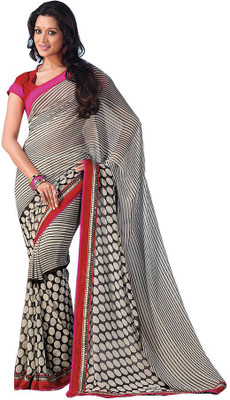 

Party Wear Dresses Printed Fashion Pure Chiffon Saree(Black)