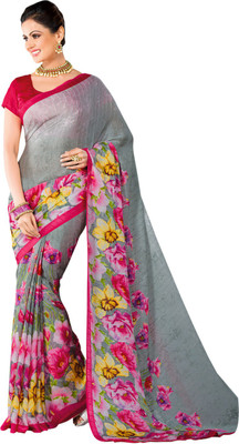 

Suvastram Printed Fashion Satin Saree(Grey)