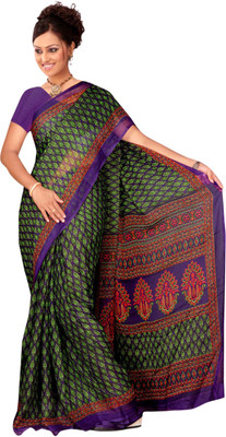 

Jiya Self Design, Printed Fashion Chiffon Saree(Purple, Green), Green;purple