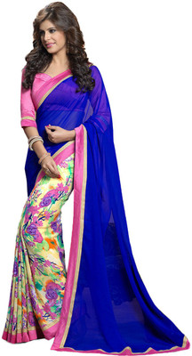 

Brijraj Printed Fashion Georgette Saree(Multicolor, Blue), Green;grey