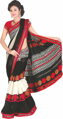 

Satrang Printed Daily Wear Cotton Saree(Black)