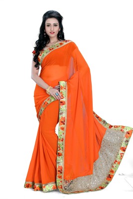 

Jiya Self Design, Embellished Fashion Georgette Saree(Orange, Multicolor), Multicolor;orange