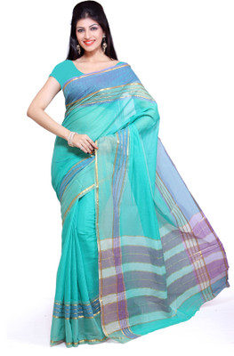 

Ishin Striped Mangalagiri Cotton Saree(Blue)