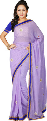 

Ishin Embroidered Fashion Georgette Saree(Purple)