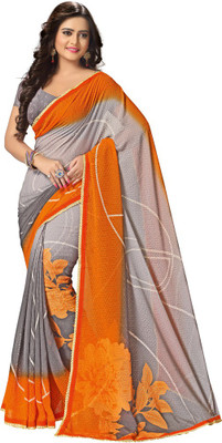 

Saara Printed Fashion Georgette Saree(Orange, Grey), Orange and grey