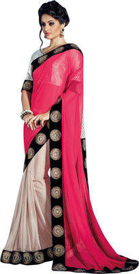 

Brijraj Embellished Fashion Georgette Saree(White, Pink), Pink;white
