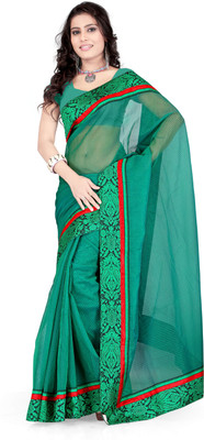 Weavedeal Embellished, Self Design Banarasi Banarasi Silk, Brocade Saree(Green)