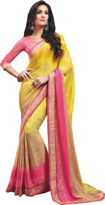 

Vishal Self Design Bollywood Chiffon Saree(Yellow, Pink), Pink;yellow