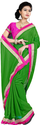 

Indian Wear Online Plain Fashion Chiffon Saree(Green)
