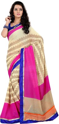 

Jiya Self Design, Printed Fashion Georgette Saree(Pink, Beige), Beige;pink