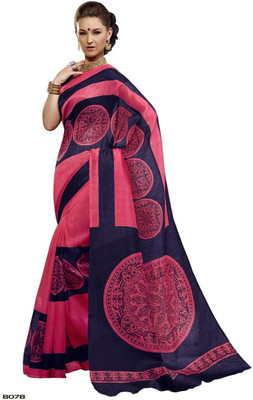 

Shoppie Zone Printed Daily Wear Silk Saree(Pink, Blue), Blue;pink