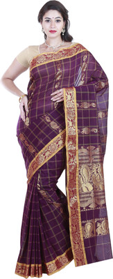 

SriSyndicate Striped Fashion Cotton Saree(Maroon), Meroon