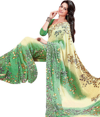 

PSHOPEE Floral Print Fashion Chiffon Saree(Green)