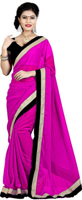 

Indian Wear Online Plain Fashion Chiffon Saree(Pink)