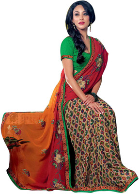 

Jiya Self Design, Embroidered, Embellished Fashion Georgette Saree(Red, Orange, Multicolor, Green), Green;multicolor;orange;red