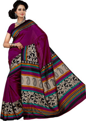 

Right Shape Printed Bollywood Printed Silk Saree(Magenta), Wine
