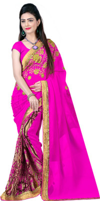 

Khoobee Self Design, Embroidered Fashion Georgette Saree(Pink, Multicolor), Multicolor;pink
