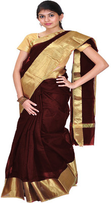 

Javuli Woven Arani Pattu Handloom Silk Cotton Blend Saree(Multicolor, Gold)