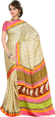 

Khushali Self Design, Printed Fashion Jacquard Saree(Beige, Multicolor)
