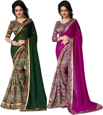 Oomph! Floral Print Daily Wear Chiffon Saree(Multicolor) Flipkart