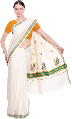 

Darps Self Design Balarampuram Cotton Saree(Multicolor), Cream