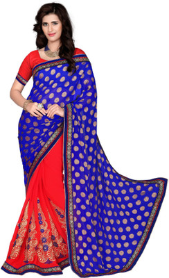 

Jiya Self Design, Embroidered, Embellished Fashion Jacquard, Chiffon Saree(Blue, Red)