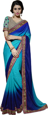 

Jiya Self Design, Embellished, Embroidered Fashion Georgette, Jacquard Saree(Blue, Light Blue, Green), Blue;green;light blue