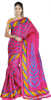 

Indrani Printed Fashion Silk Saree(Multicolor), Metalic pink