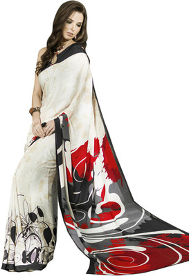 

Saara Printed Fashion Silk Saree(Beige, Grey), Off-white & grey