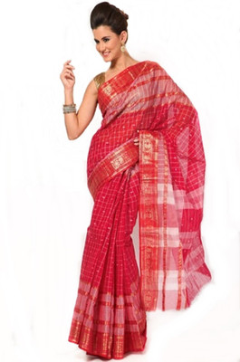 

Purabi Woven Tangail Handloom Cotton Saree(Red)