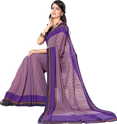 

Khushali Self Design, Printed Fashion Georgette Saree(Beige, Purple)