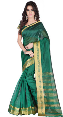 

Weavedeal Solid Banarasi Chanderi Saree(Green)