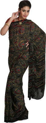

Jaipur Kurti Printed Bandhej Viscose Saree(Multicolor), Black