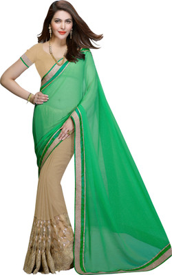 

Brijraj Embellished Fashion Georgette Saree(Beige, Green)