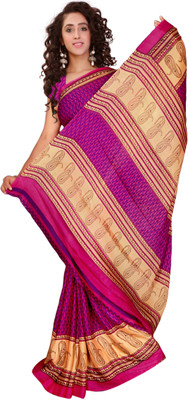 Vardan Prints Printed Bollywood Crepe Saree(Pink)