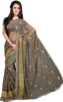 

Khoobee Self Design, Printed Fashion Chiffon Saree(Green, Multicolor)