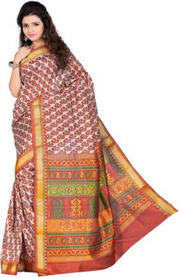 

Roopkala Silks Printed Fashion Art Silk Saree(Beige), Fawn
