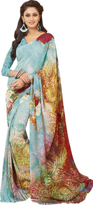 Vishal Self Design Bollywood Georgette Saree(Blue)